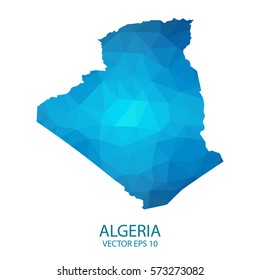 Algeria map - blue geometric rumpled triangular low poly style gradient graphic background , polygonal design for your . Vector illustration eps 10.