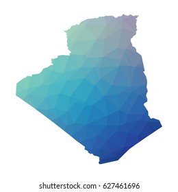 Algeria map - blue geometric rumpled triangular low poly style gradient graphic background , polygonal design for your . Vector illustration eps 10.