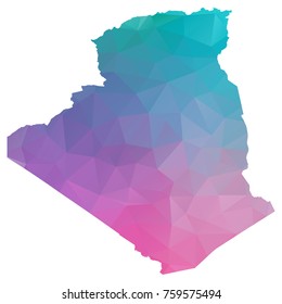 algeria map. Blue and Pink polygonal shape vector illustration on white background. Vector illustration eps 10.