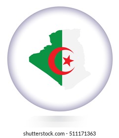 Algeria map button with national flag