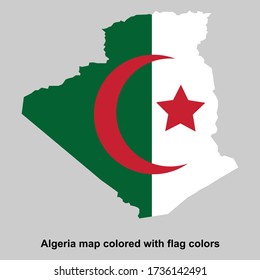 Algeria map colored with flag colors isolated vector illustration