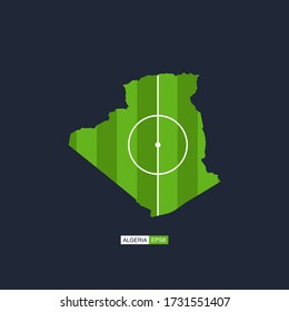 Algeria. Map of the country with a football field. Vector football illustration.