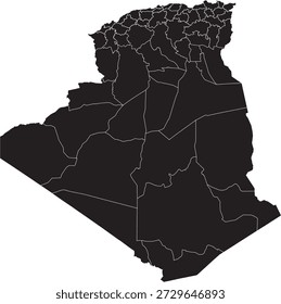 Algeria Map with Different Region Divisions Editable Vector Design