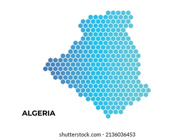 Algeria map digital hexagon shape on white background vector illustration