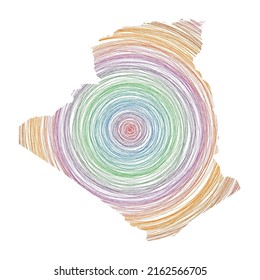 Algeria map filled with concentric circles. Sketch style circles in shape of the country. Vector Illustration.