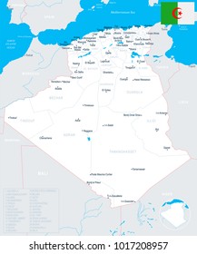 Algeria map and flag - High Detailed Vector Illustration