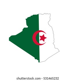 Algeria map and flag in white background