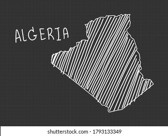 Algeria map freehand sketch on black background.