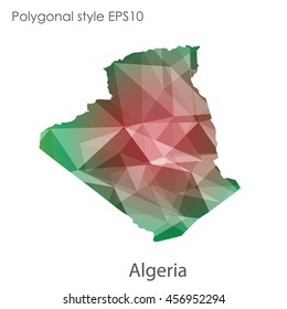 Algeria map in geometric polygonal,mosaic style.Abstract gems triangle,modern design background. Vector illustration EPS10
