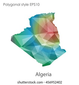 Algeria map in geometric polygonal,mosaic style.Abstract gems triangle,modern design background. Vector illustration EPS10