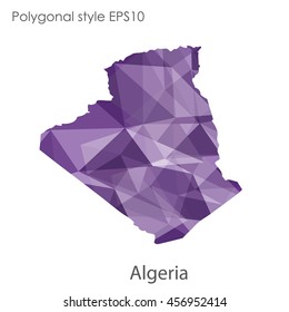 Algeria map in geometric polygonal,mosaic style.Abstract gems triangle,modern design background. Vector illustration EPS10