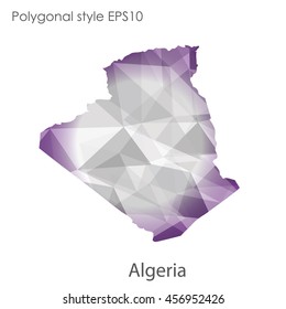 Algeria map in geometric polygonal,mosaic style.Abstract gems triangle,modern design background. Vector illustration EPS10