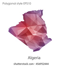 Algeria map in geometric polygonal,mosaic style.Abstract gems triangle,modern design background. Vector illustration EPS10