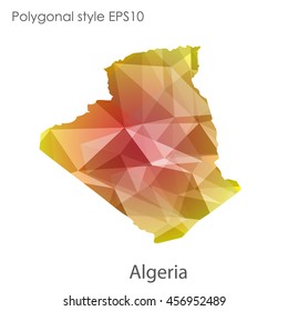 Algeria map in geometric polygonal,mosaic style.Abstract gems triangle,modern design background. Vector illustration EPS10