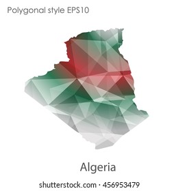 Algeria map in geometric polygonal,mosaic style.Abstract gems triangle,modern design background. Vector illustration EPS10