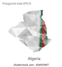 Algeria map in geometric polygonal,mosaic style.Abstract gems triangle,modern design background. Vector illustration EPS10