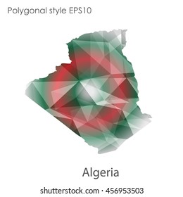 Algeria map in geometric polygonal,mosaic style.Abstract gems triangle,modern design background. Vector illustration EPS10
