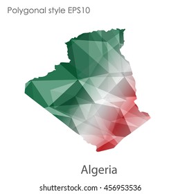 Algeria map in geometric polygonal,mosaic style.Abstract gems triangle,modern design background. Vector illustration EPS10