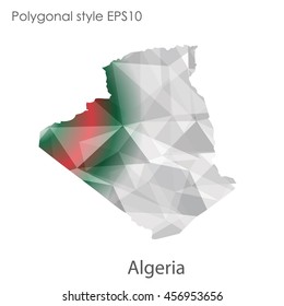 Algeria map in geometric polygonal,mosaic style.Abstract gems triangle,modern design background. Vector illustration EPS10