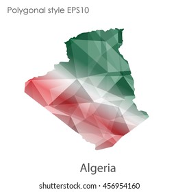 Algeria map in geometric polygonal,mosaic style.Abstract gems triangle,modern design background. Vector illustration EPS10