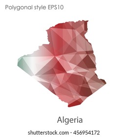 Algeria map in geometric polygonal,mosaic style.Abstract gems triangle,modern design background. Vector illustration EPS10