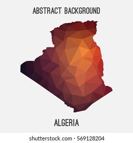 Algeria map in geometric polygonal,mosaic style.Abstract tessellation,modern design background. Vector illustration