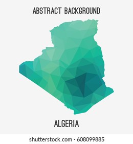 Algeria map in geometric polygonal,mosaic style.Abstract tessellation,modern design background,low poly. Vector illustration.