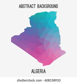 Algeria map in geometric polygonal,mosaic style.Abstract tessellation,modern design background,low poly. Vector illustration.