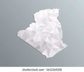 Algeria map gray in polygonal style on dark background. isolated vector illustration eps 10.