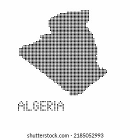 Algeria map with grunge texture in dot style. Abstract vector illustration of a country map with halftone effect for infographic. 