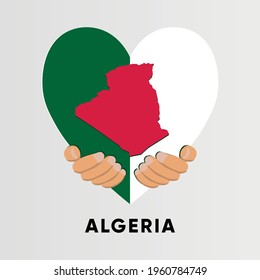 Algerien Karte in Herzform, handgezeichnet Vektorgrafik-Design