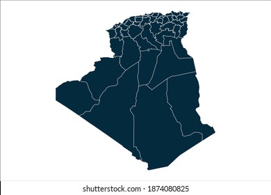 algeria map High Detailed on white background.