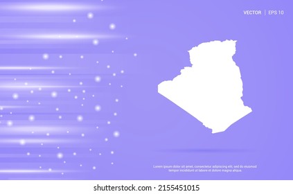 Algerienkarte einzeln auf violettem Hintergrund. Vektorgrafik.