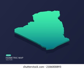Algeria map of isometric green gradient vector illustration.