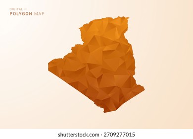 Mapa de Argelia - Ilustración vectorial de polígono de bajo contenido de polietileno en tono naranja, estilo geométrico limpio, aislado sobre fondo blanco.