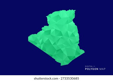 Algeria Karte - Low-Poly-Polygon-Vektor, geometrische dreieckige Silhouette in Grün-und Blautönen, sauber modernen Stil, isolierten Hintergrund für die Infografik verwenden.