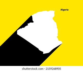 Mapa de Argelia sobre afiche retro con una larga sombra. Signo de época fácil de editar, manipular, cambiar el tamaño o colorear.