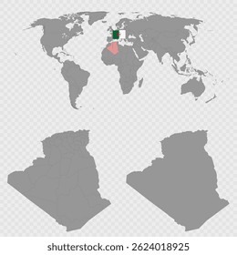 Mapa de Argelia con Locación mundial.