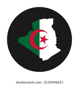 Silueta de mapa de Argelia con bandera sobre fondo negro