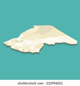 Algeria Map Three Dimensional Vector