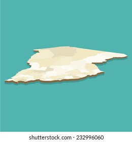 Algeria Map Three Dimensional Vector