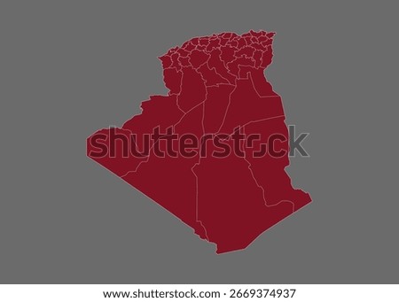 Algeria map vector, Burgundy color, isolated on gray background