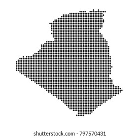 Algeria map vector. map dotted silhouette with black dots on a white background. Vector illustration eps 10.