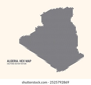 Algéria Mapa Vetor Hexagonal Meio-Tom Padrão Isolar No Fundo De Luz. Textura Hex na forma de um mapa da Argélia. Mapa do Contorno Tecnológico Moderno da Argélia para Projetos de Design ou Negócios