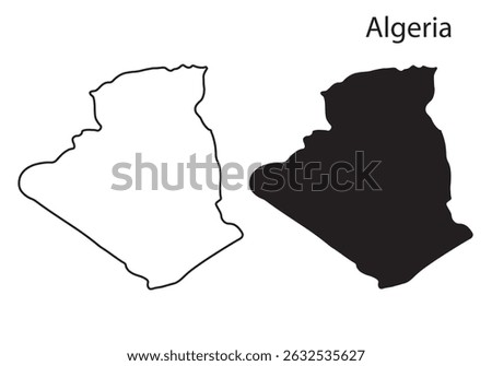 Algeria map vector illustration, Algeria map silhouette, Algeria country Landscape, Black and white Algeria map