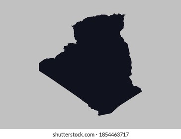 Algeria map vector, isolated Dark blue color on gray background