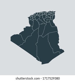 algeria map vector, isolated on gray background