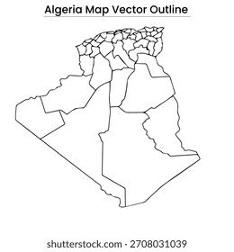 Argelia Mapa Vector Esquema Editable Country Silueta con Provincias
