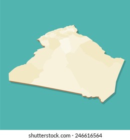 Algeria Map Vector Three Dimensional