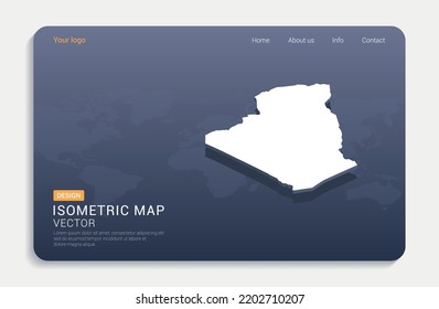 Algeria map white on blue background with isometric vector.